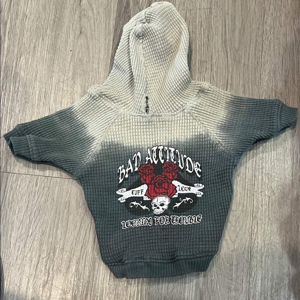 Bad Attitude Hooded  doggy Top in Grey and Cream